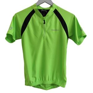 Muddyfox Kids Cycling Jersey Neon Lime Green Black Quarter Zip Short Sleeve 13Y